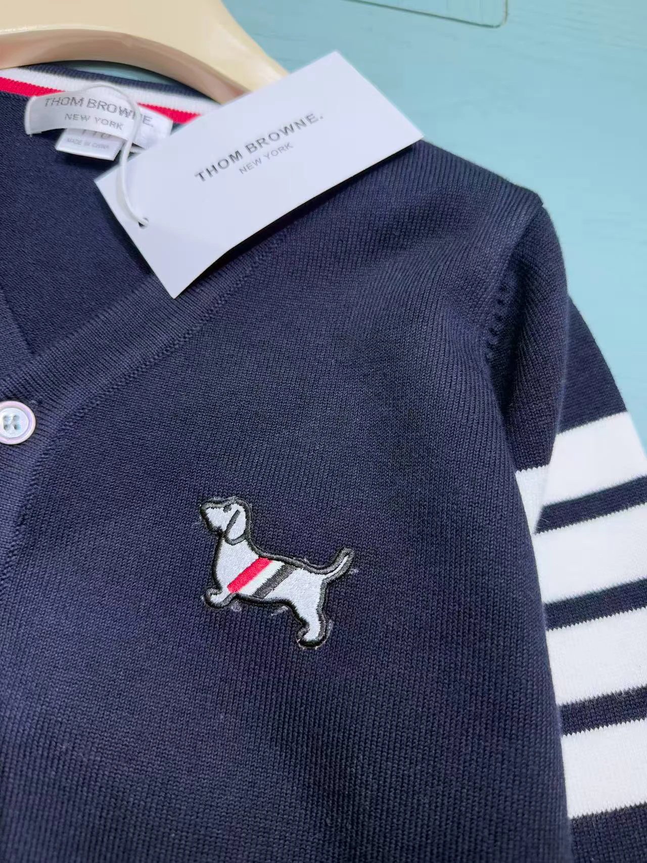 Thom Browne Dog Embroidery V-Neck Cardigan Gray - 13