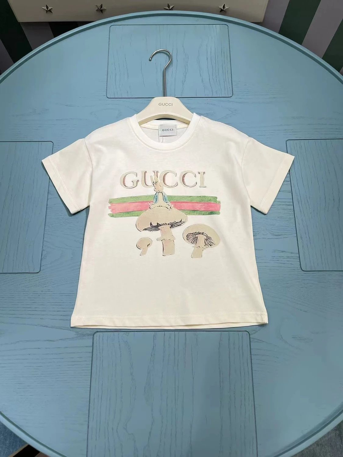 Kid Gucci White Mushroom Graphic T-Shirt