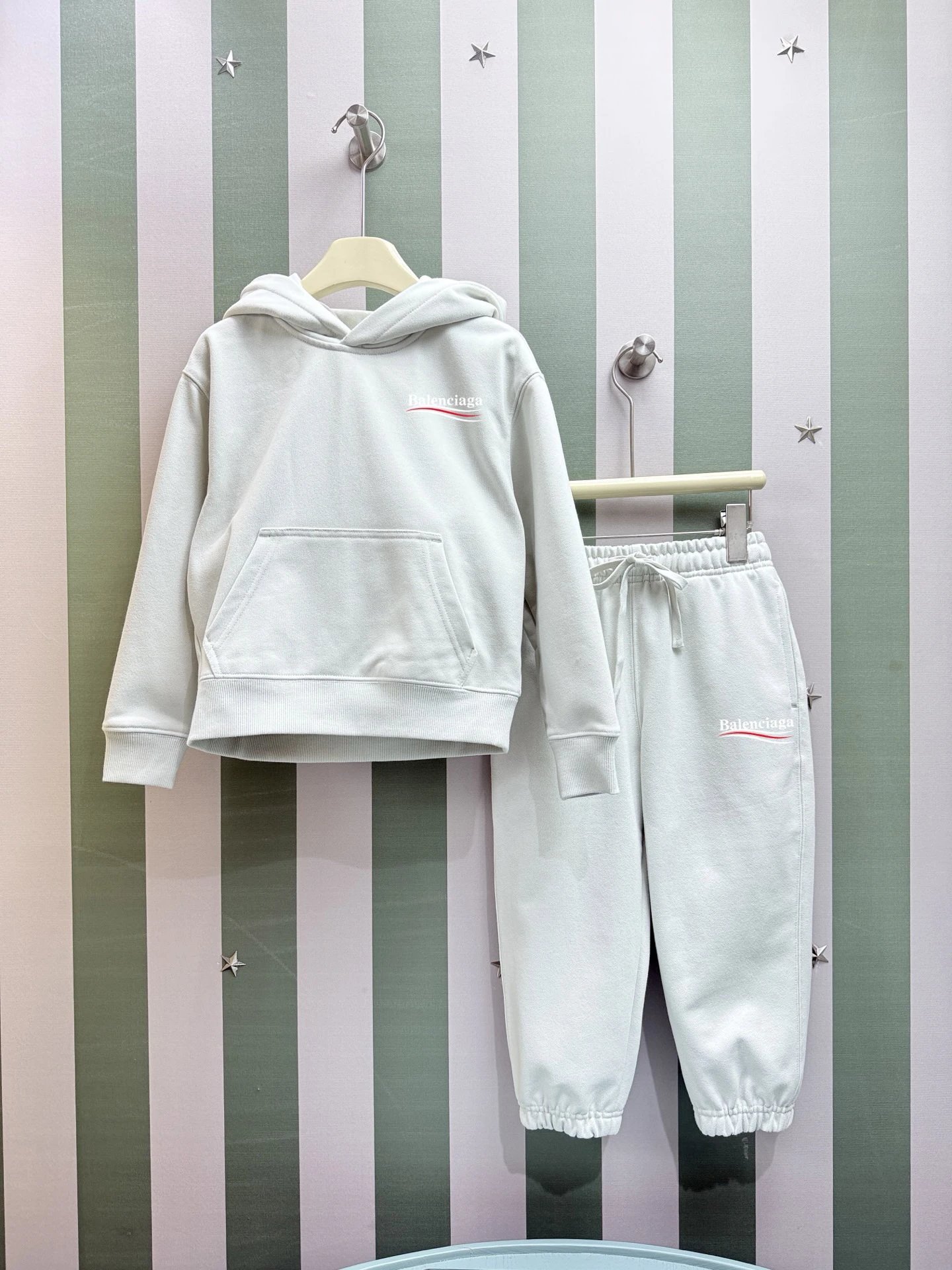 Kid Balenciaga Light Grey Hoodie and Sweatpants Set