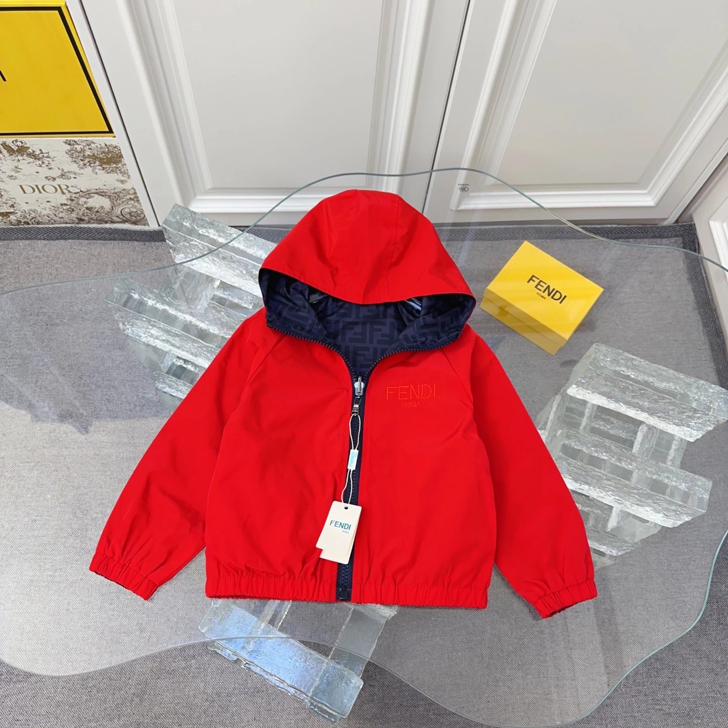 Kid Fendi Red Hooded Windbreaker Jacket