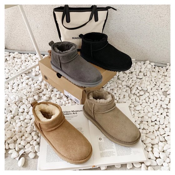 Classic Mini Short Boots Genuine Shearling Men Women Couple Parent-Child Kids Snow Boots Winter New Arrival Children's Shoes