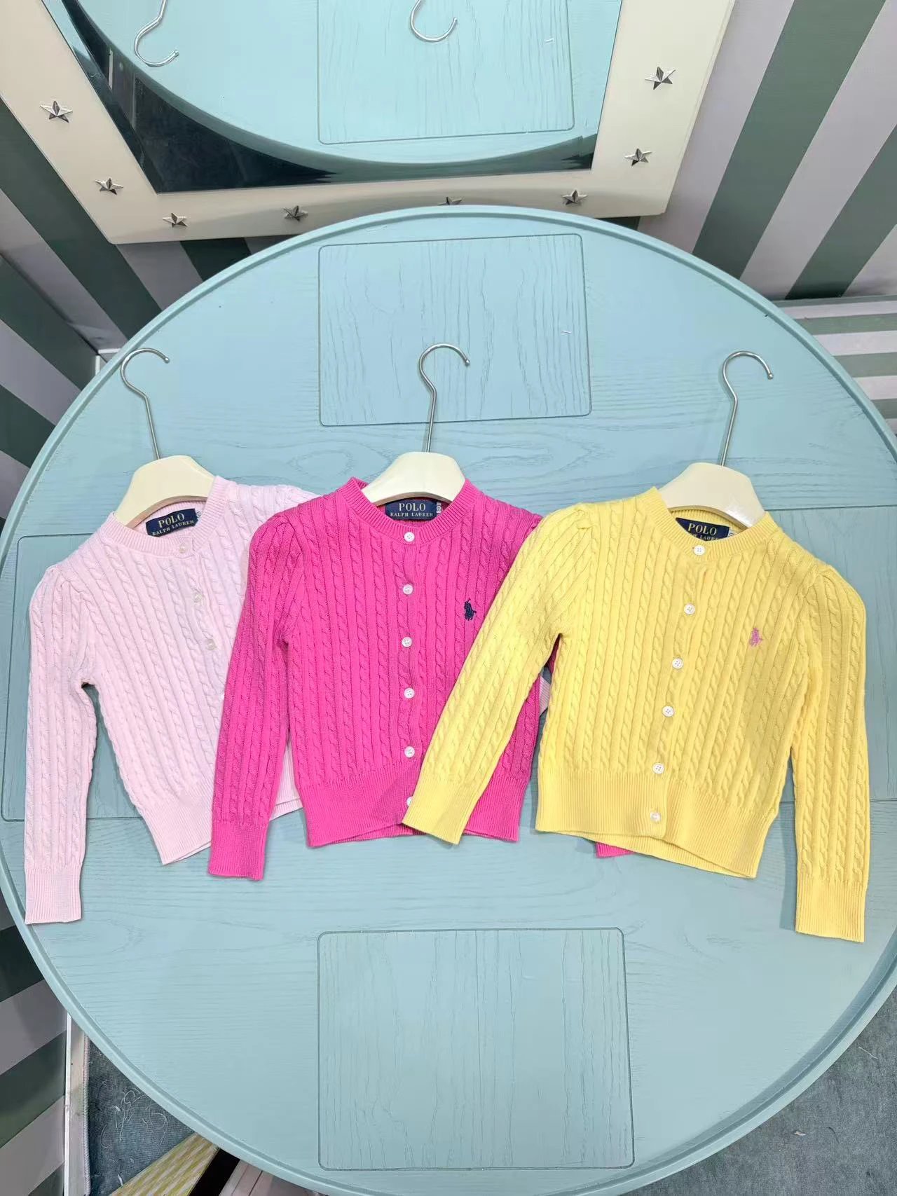 Kid Ralph Lauren Pink Cable Knit Cardigan