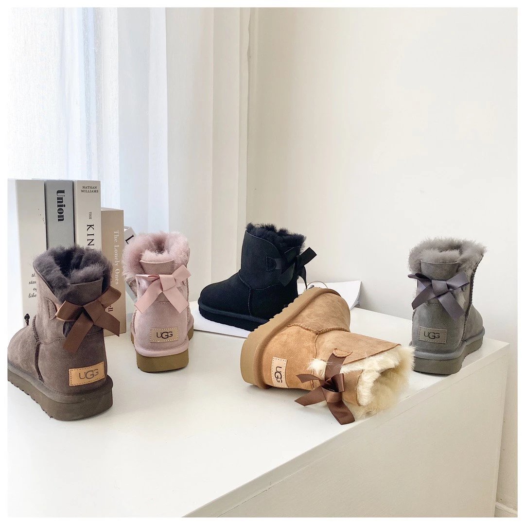 Belle 3260 ribbon bow, Longfeng fur integrated women's parent-child children's snow boots, winter new children's shoes, women's short boots