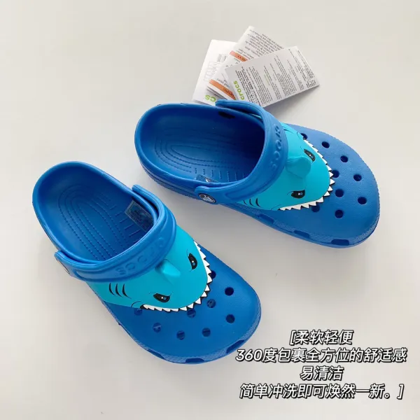 Crocs Classic Shark Clog Navy Blue Sandals - 11