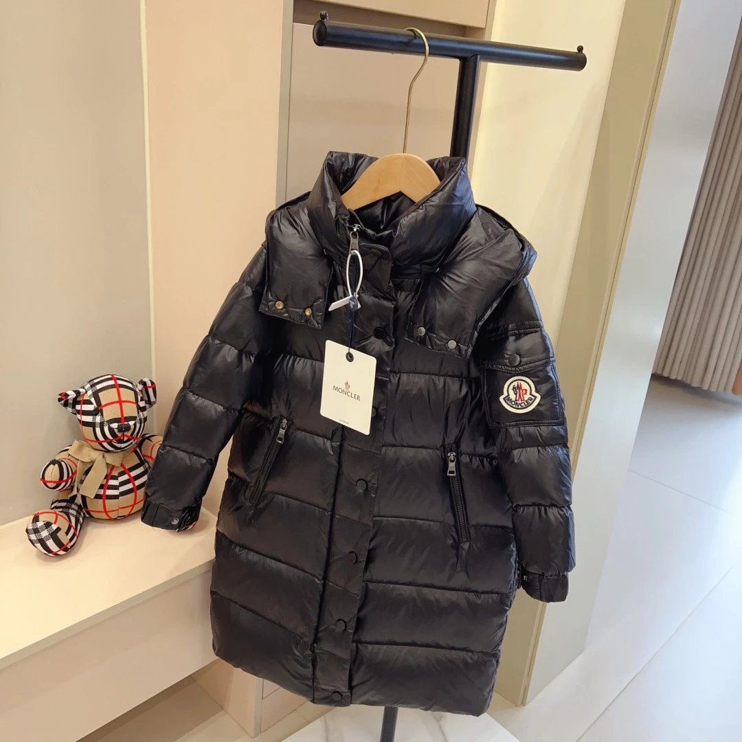 Kid Moncler Black Long Puffer Coat