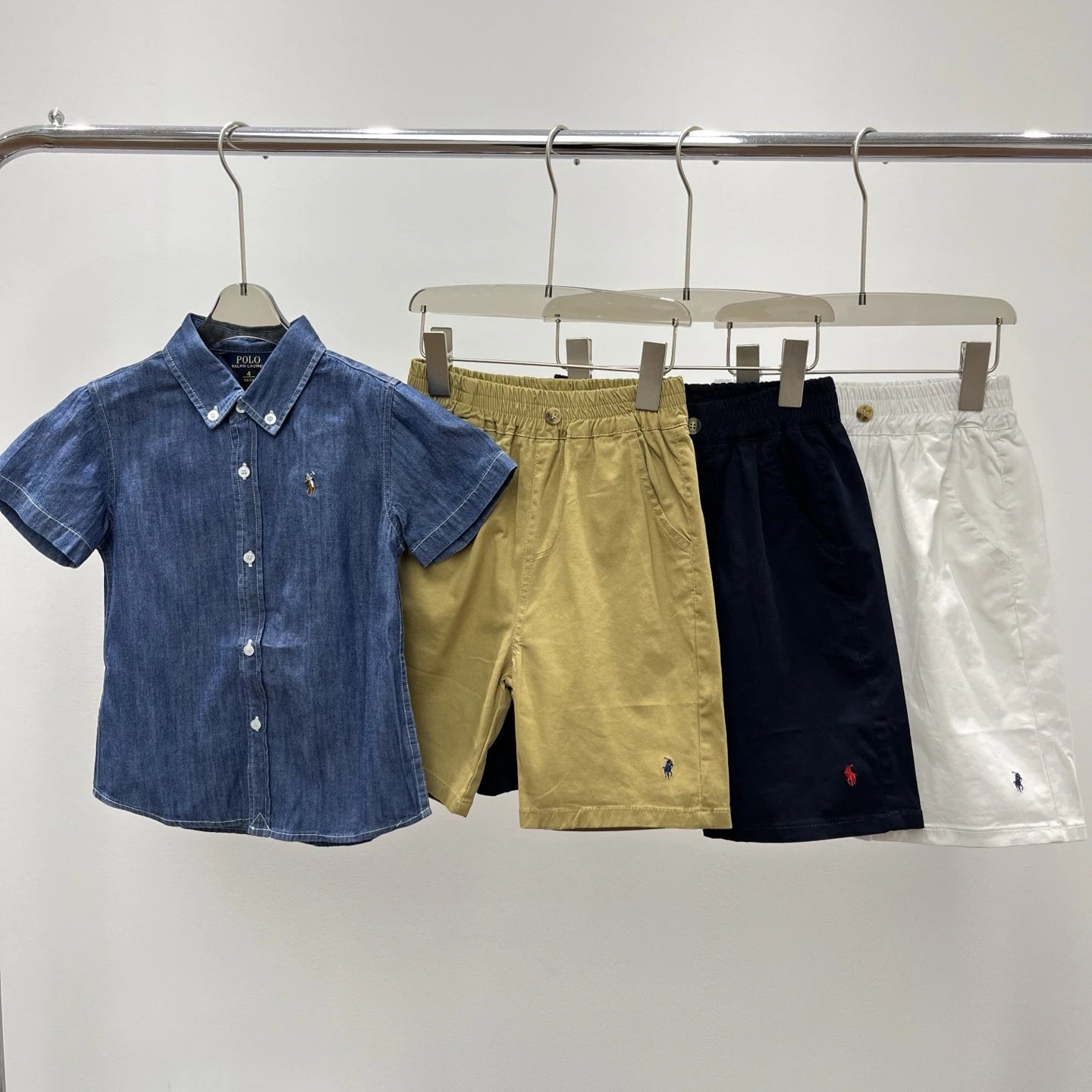 Kid Ralph Lauren Blue Denim Short Sleeve Shirt and Shorts Set