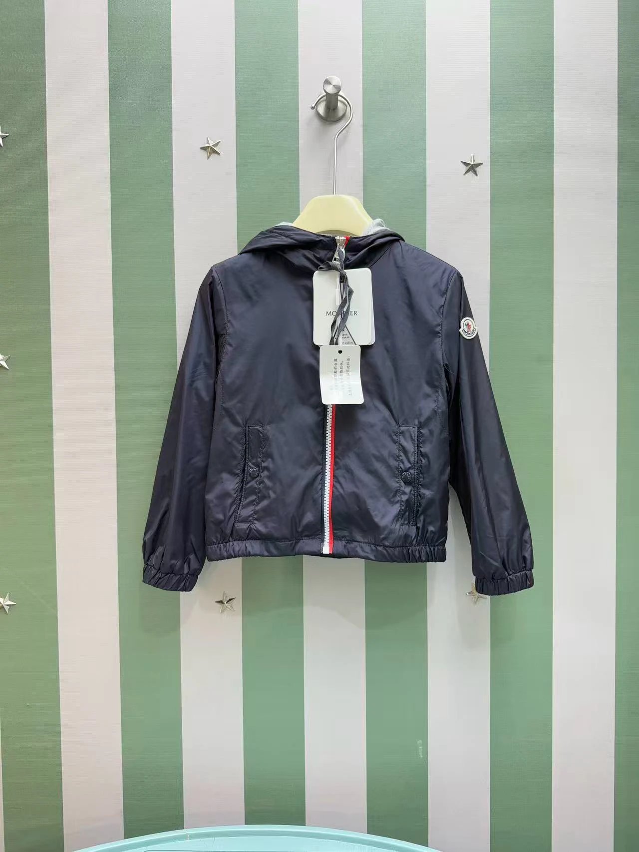 Kid Moncler Navy Hooded Jacket