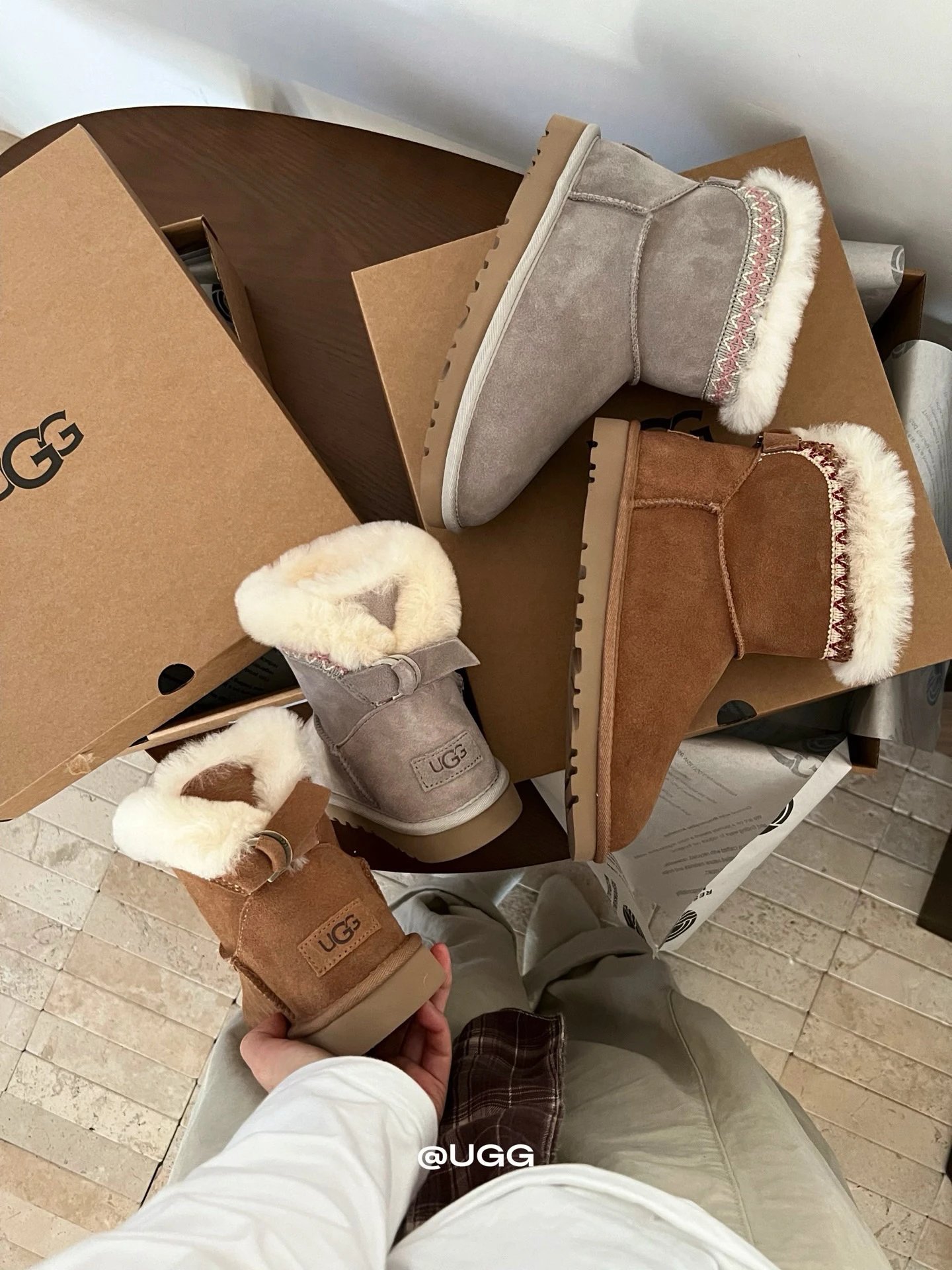 Button Back Sheepskin Snow Boots