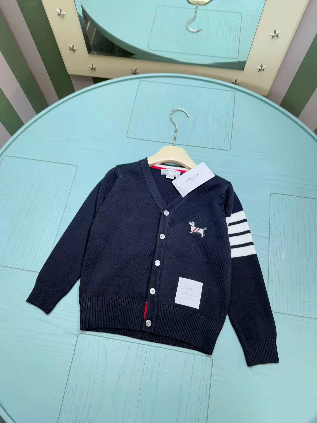 Thom Browne Dog Embroidery V-Neck Cardigan Gray - 11