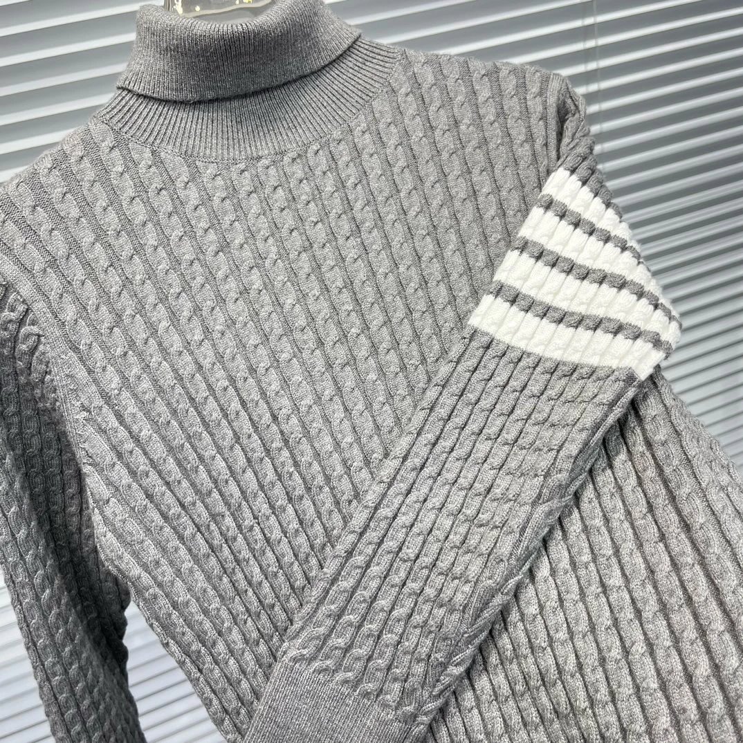 Thom Browne Cable Knit Turtleneck Sweater Gray - 6