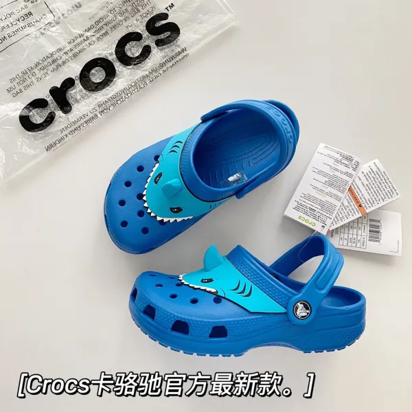 Crocs Classic Shark Clog Navy Blue Sandals - 3