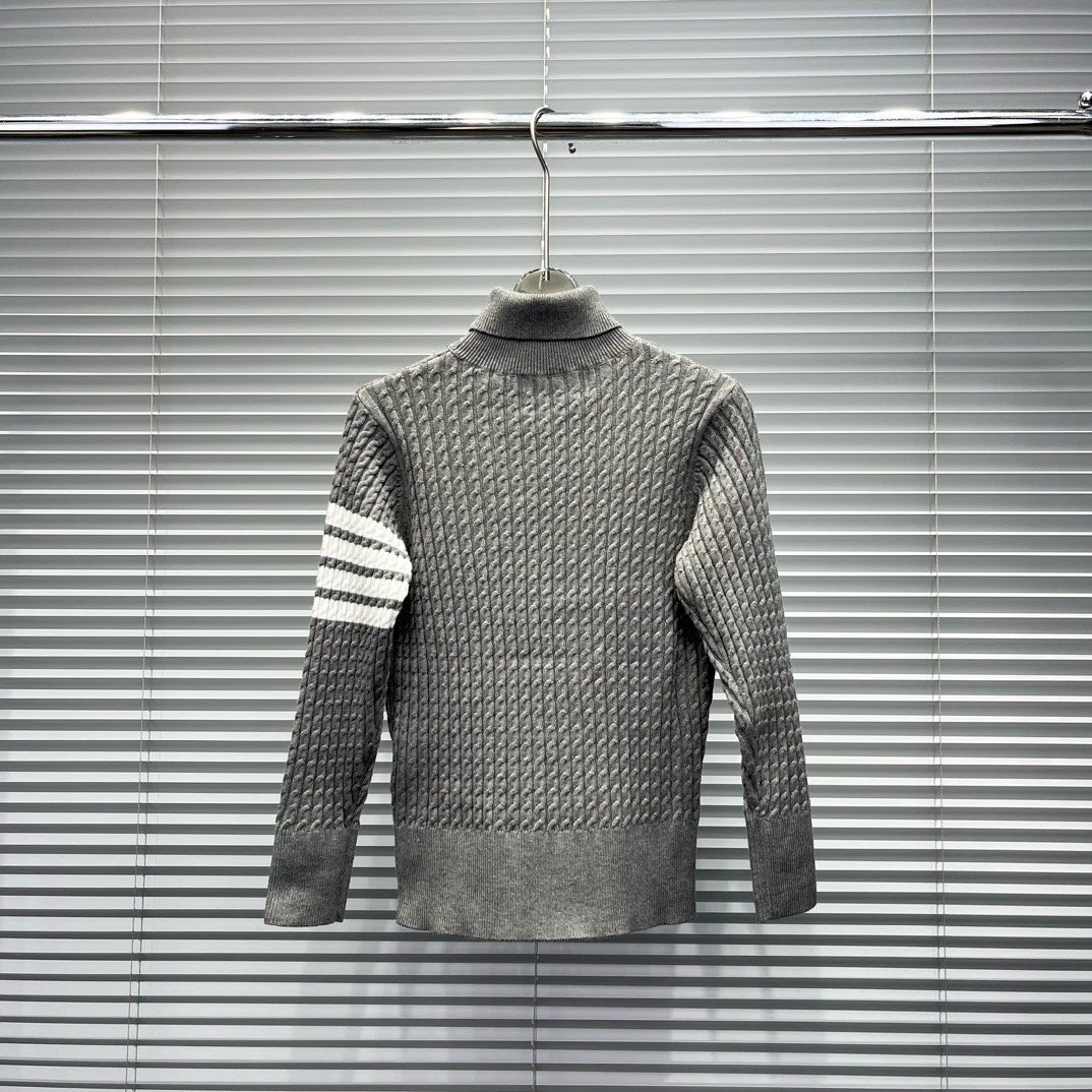 Thom Browne Cable Knit Turtleneck Sweater Gray - 4