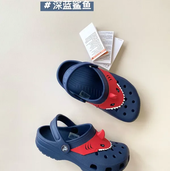 Crocs Classic Shark Clog Navy Blue Sandals - 1