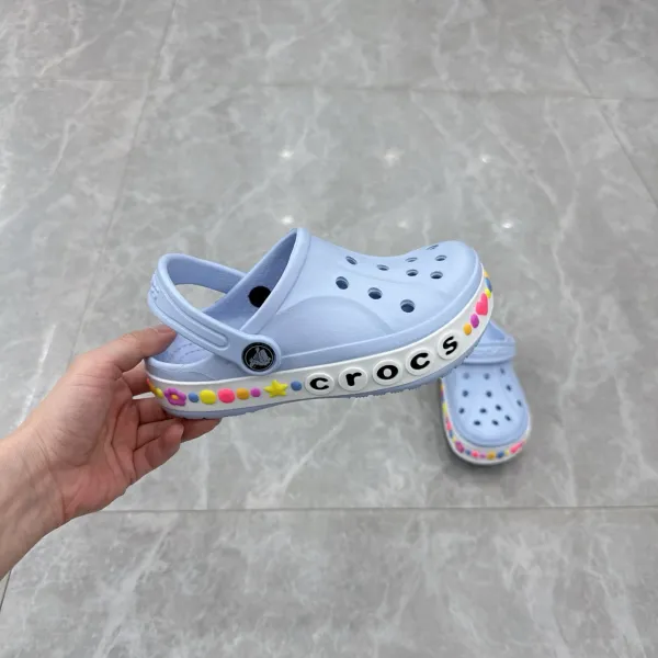 Crocs Classic Clog with Jibbitz Charms Light Blue Casual Shoes Sandals - 12