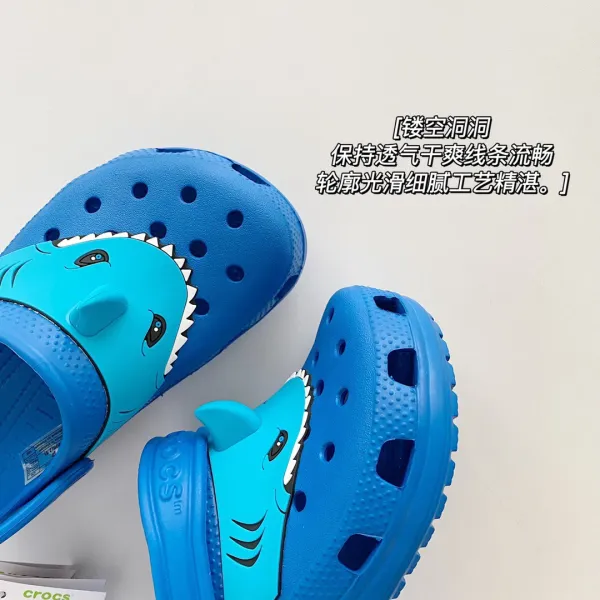 Crocs Classic Shark Clog Navy Blue Sandals - 8