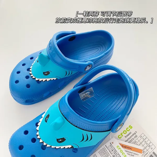 Crocs Classic Shark Clog Navy Blue Sandals - 5