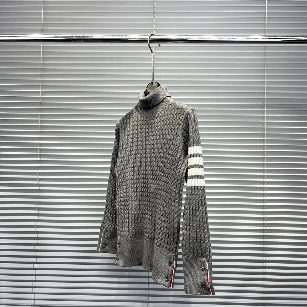 Thom Browne Cable Knit Turtleneck Sweater Gray - 3