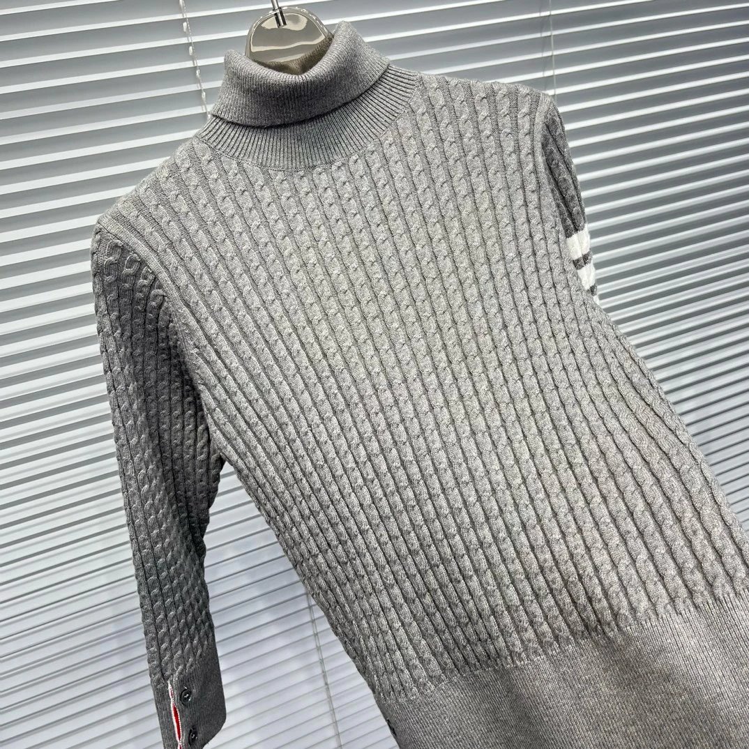 Thom Browne Cable Knit Turtleneck Sweater Gray - 5