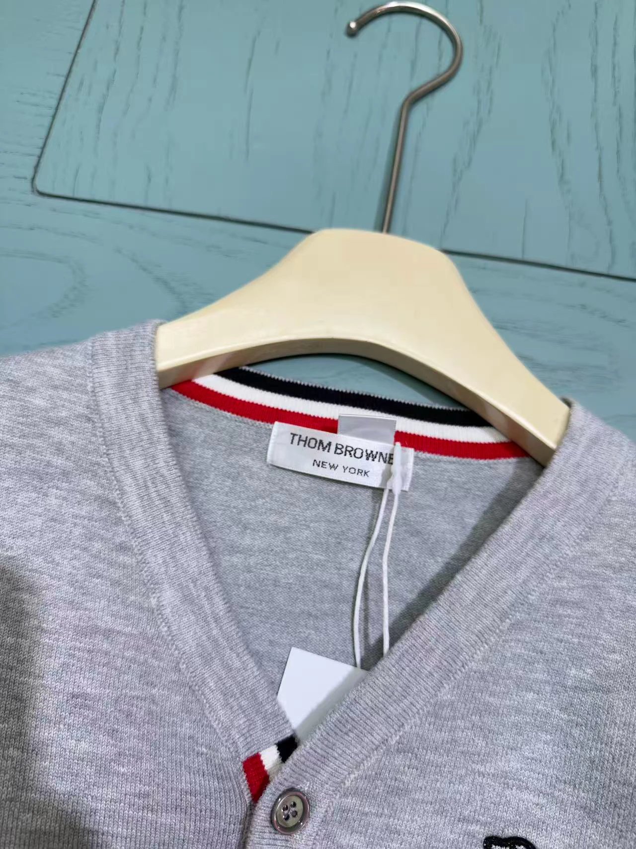 Thom Browne Dog Embroidery V-Neck Cardigan Gray - 6