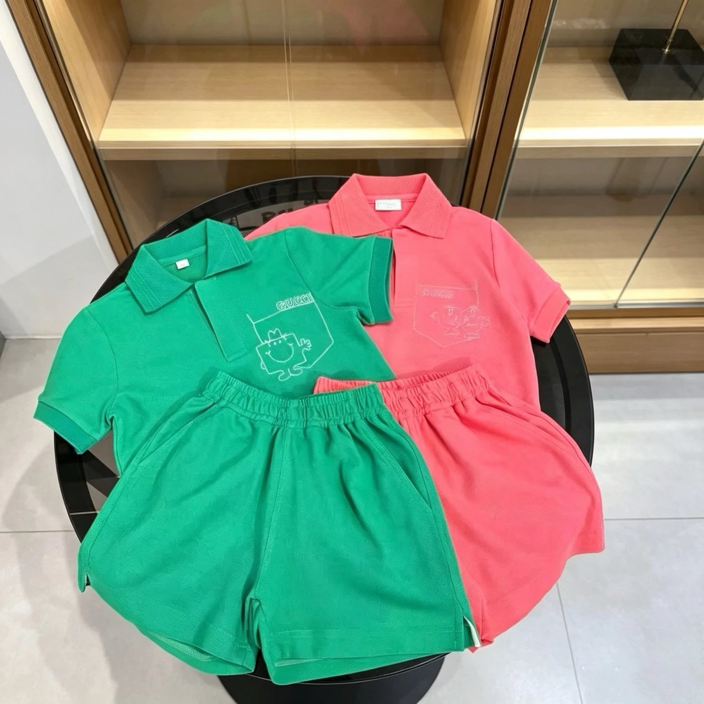 Kids Polo Collar Shorts Set