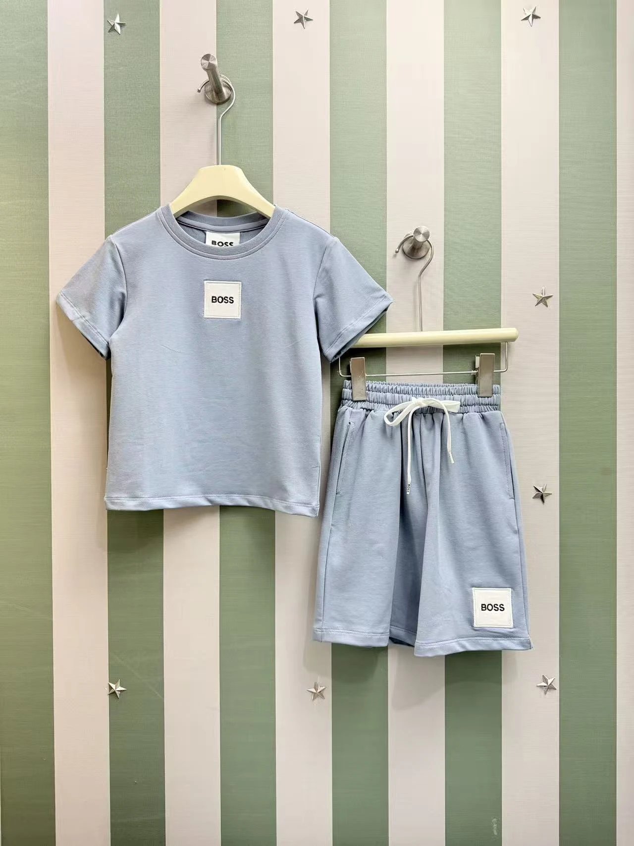 Kid BOSS Light Blue T-Shirt and Shorts Set