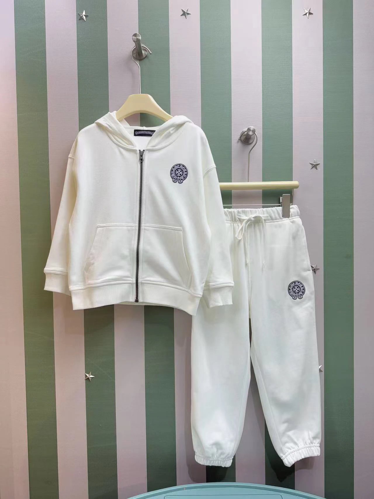 Kid Chrome Hearts White Hoodie and Sweatpants Set