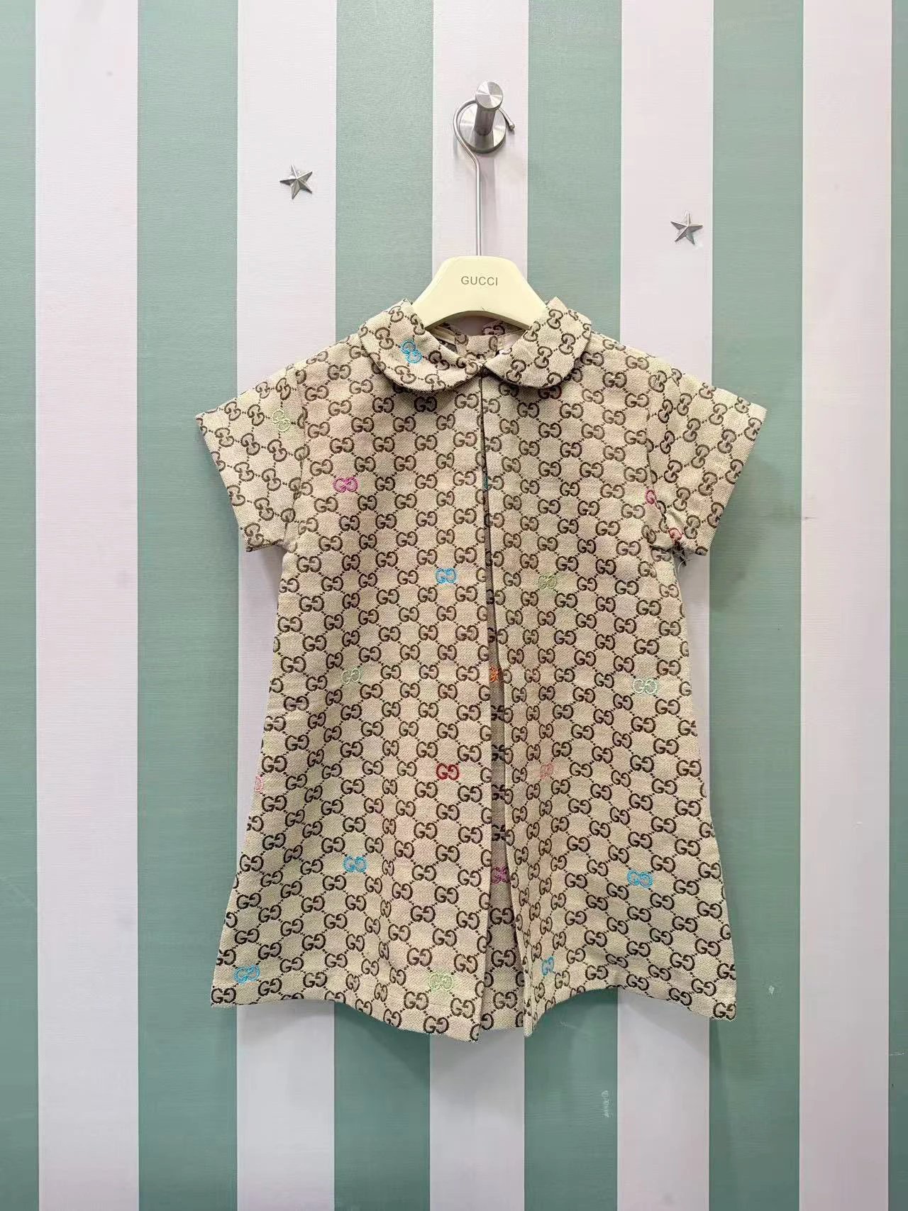Girls Jacquard Peter Pan Collar Dress