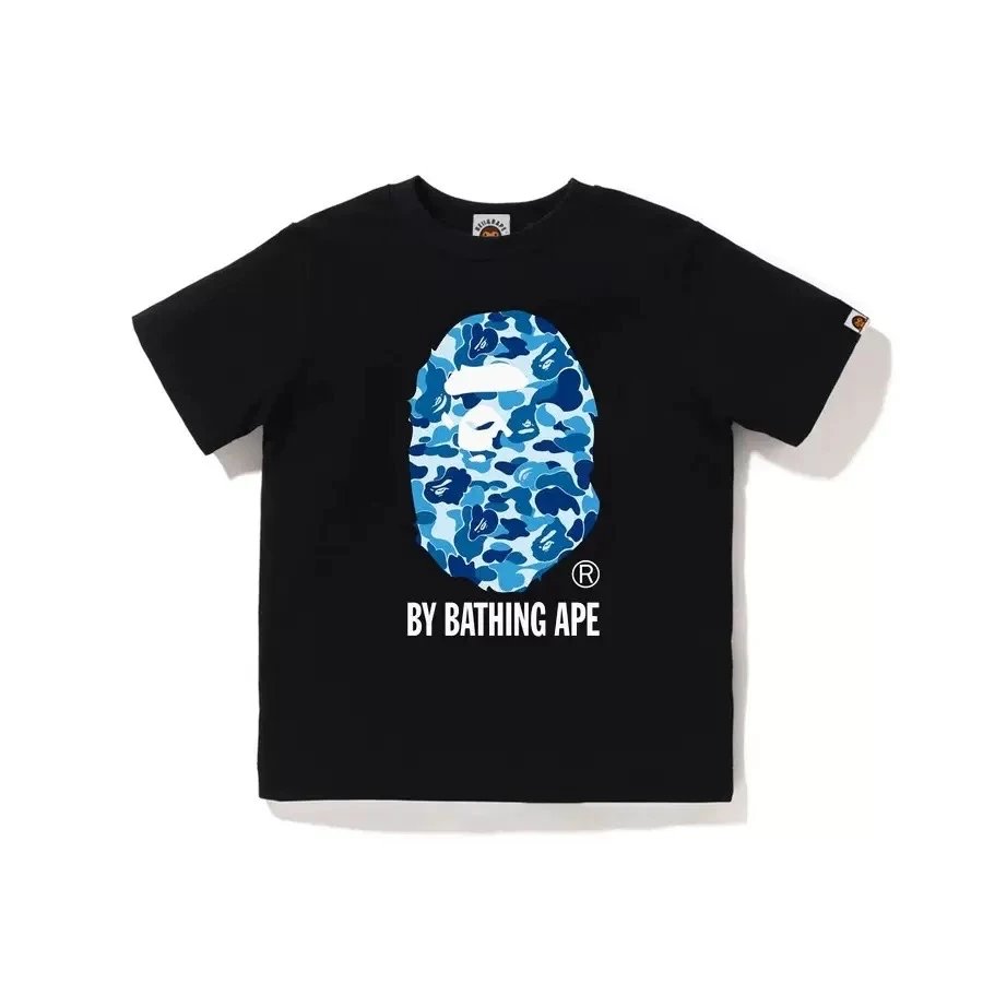 Bape Kids T-shirt Blue Camo Ape Head Black