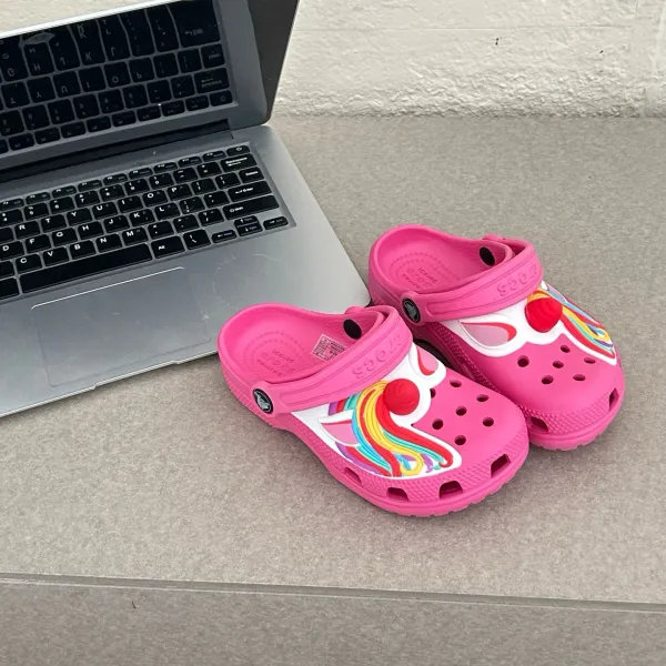 Crocs Classic Unicorn Rainbow Pink Clog Sandals - 1