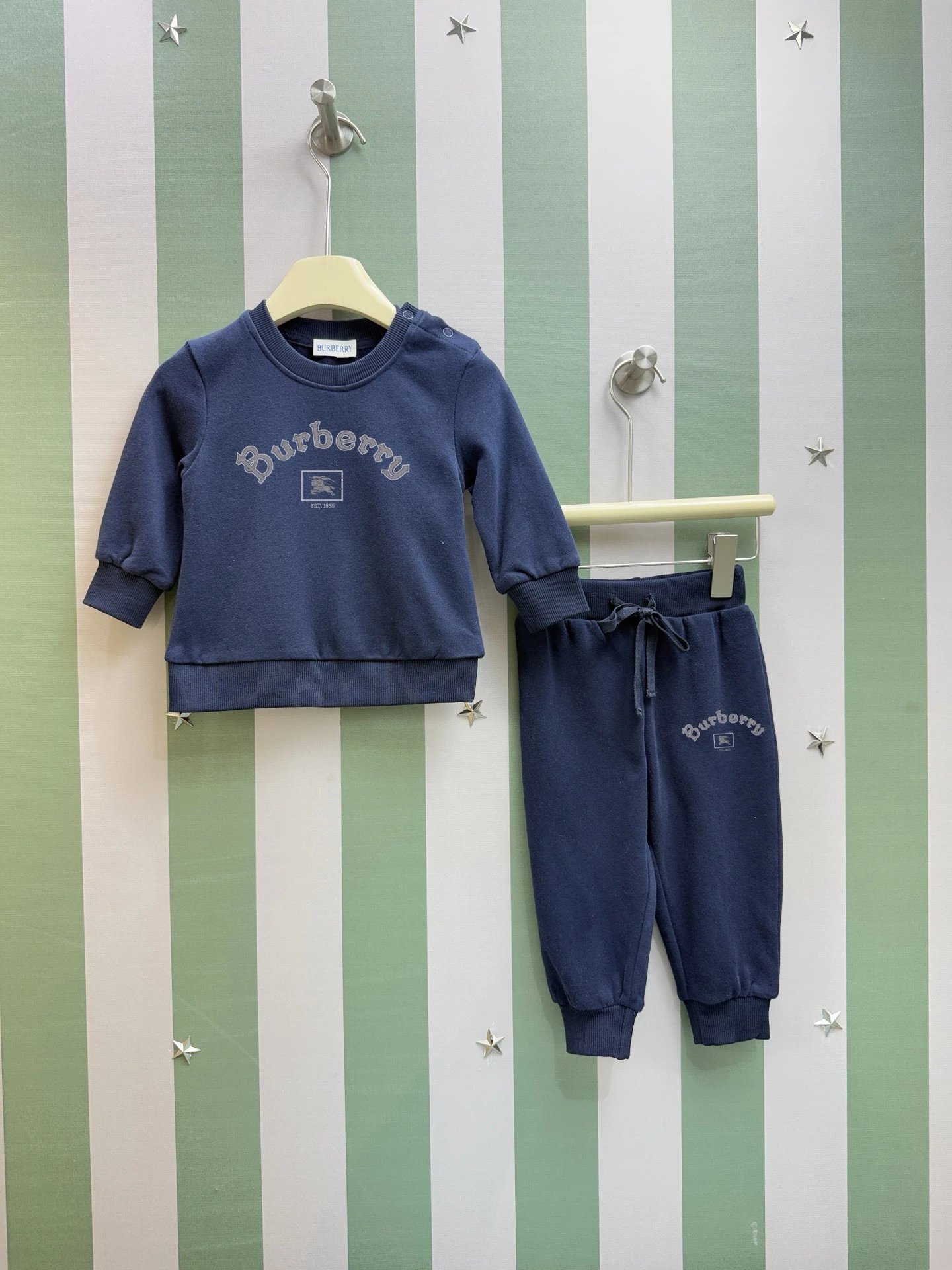 Kid Burberry Blue Long Sleeve Sweat Set