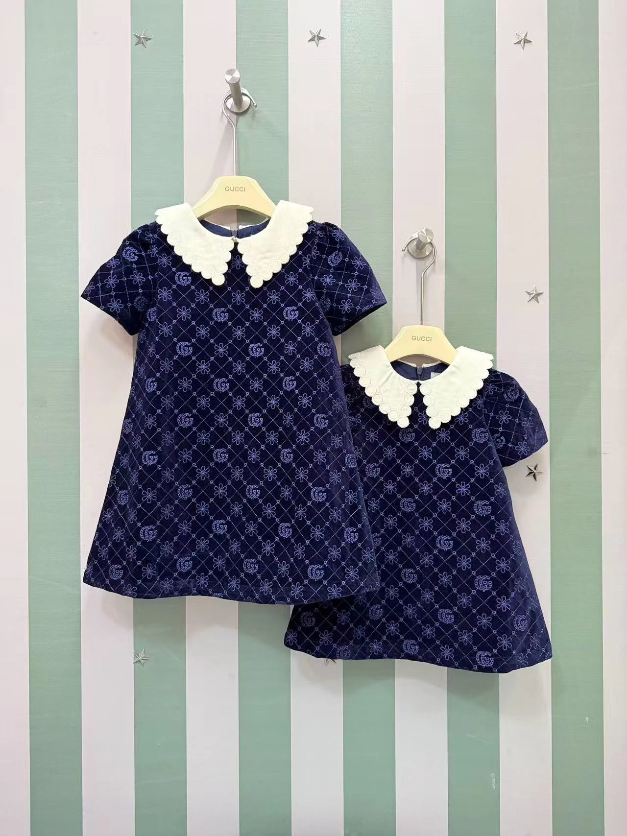 Girls Velvet Peter Pan Collar Princess Dress