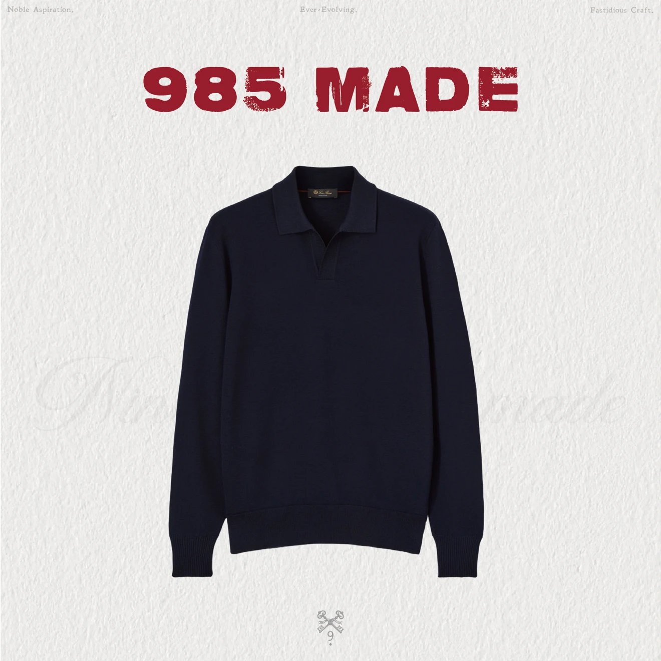 985made LP's First Shear Wool Seagull Collar // 18-Gauge Knit Peak Craftsmanship // Certified Machine-Washable Wool // Cloud-Soft and Smooth Touch // 17.5 Micron Superfine Wool