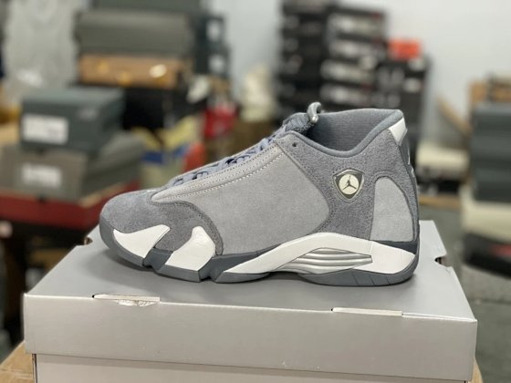 Exclusive dg2.0 pure original Air Jordan Qiao 14 cool grey suede with built-in split Zoom air cushion, brand new original box packaging