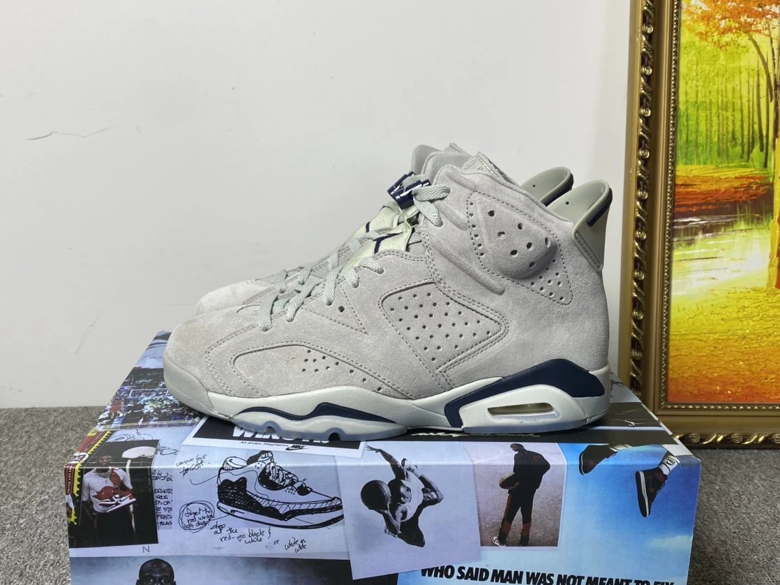 Premium Original Version Air Jordan 6 Retro "Georgetown" AJ6 Grey Georgetown Full-Grain Leather Original Box