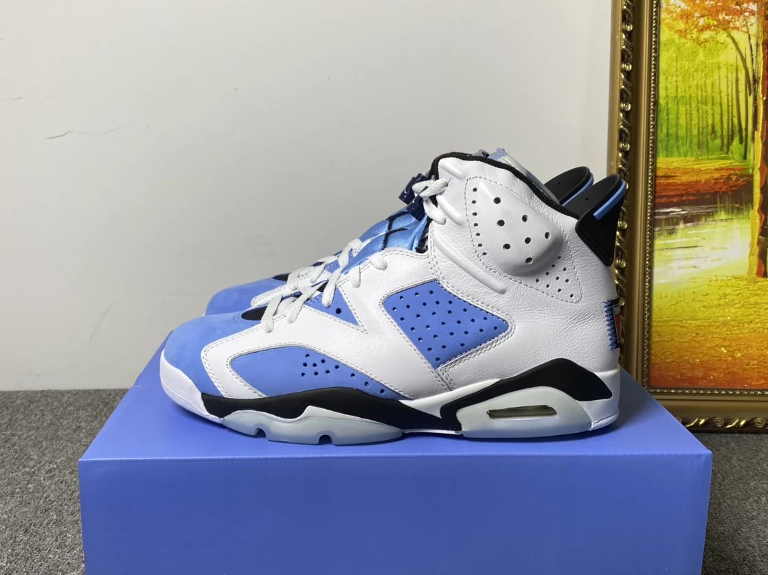 Premium Edition Air Jordan 6 UNC AJ6 University Blue Full-Grain Leather Suede