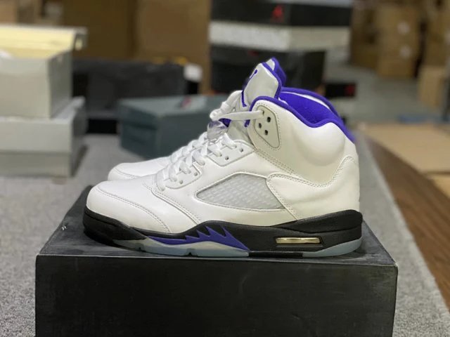 Steal Deal! Clearance AJ5 White Purple 46 Pier Top Grain Leather, Real Photo, Check Details, No Returns