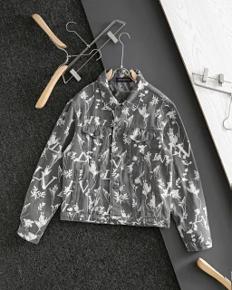 thumbnail for Special Price 79! High version of the denim jacket jacket with leaf letter logo pattern