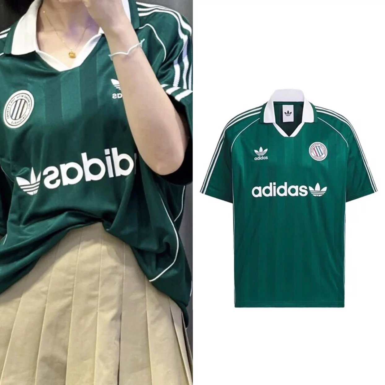 Exclusive new arrival ss25 adidas originals jersey – wang anyu style – classic logo sporty casual unisex oversized football-inspired v-neck short sleeve t-shirt jersey kc0127 kc0128