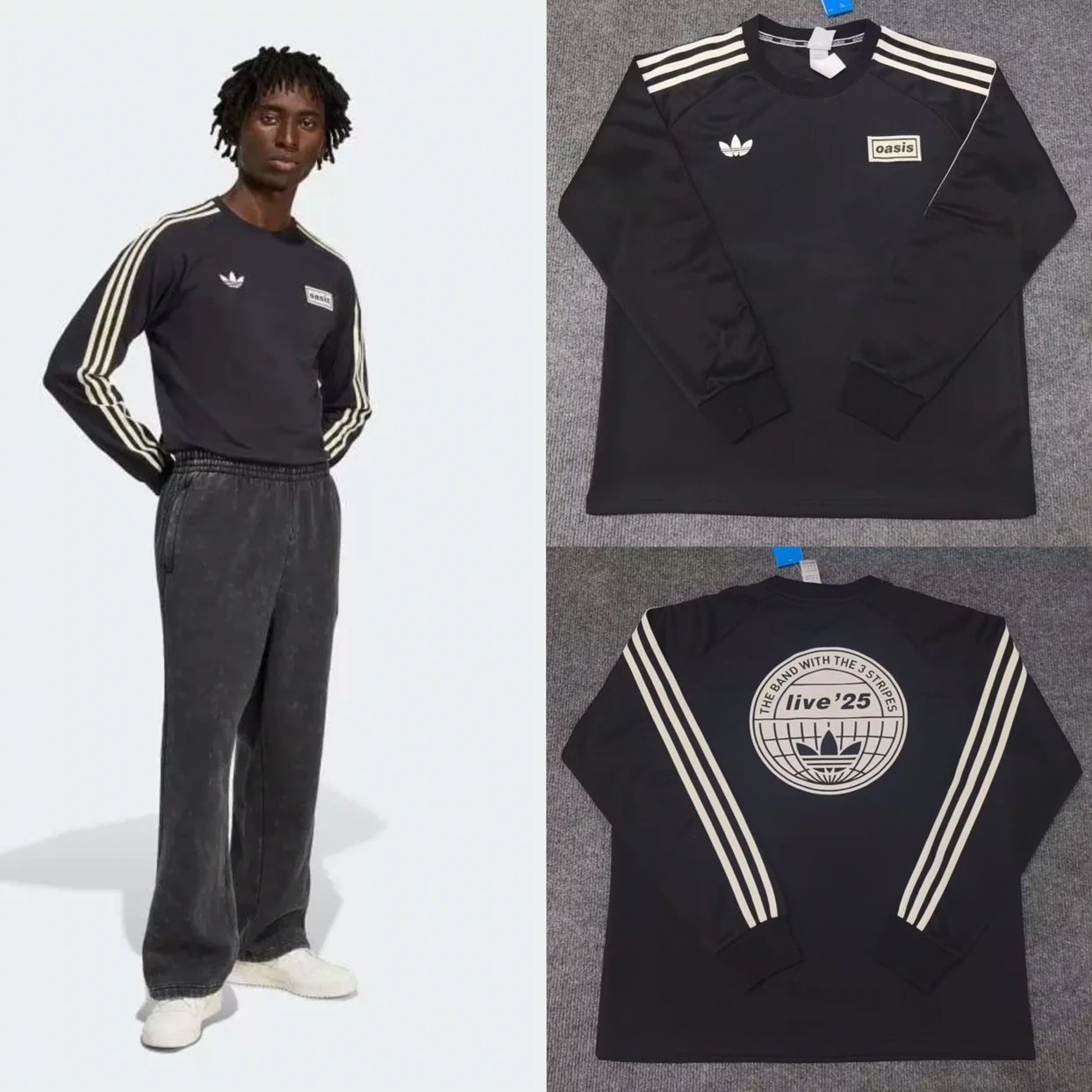 Oasis x Adidas Tour Firebird Track Top 阿迪达斯三叶草 绿洲乐队30周年经典小标Logo运动休闲基础款男女情侣装圆领套头衫长袖卫衣