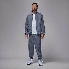 Nike Air Jordan Classic Logo Men's Outdoor Sports Casual Basketball Woven Stand Collar Running Fitness Training Jacket with Tapered Leg Sweatpants Set HF9886-075 HF9891-075
