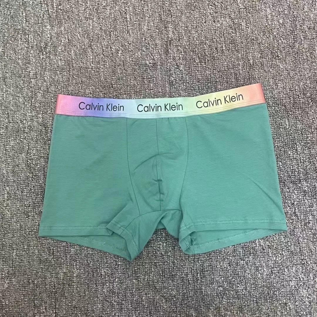 Calvin Klein Underwear Men's boxer briefs with rainbow logo waistband — green