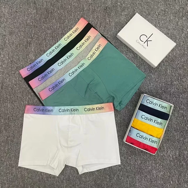Calvin Klein Underwear Men's boxer briefs with rainbow logo waistband product detail image 2