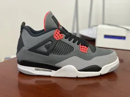 thumbnail for 【莞产裁片】 Air Jordan 4 retro infraredAJ4 红外线 黑灰红 头层麂皮