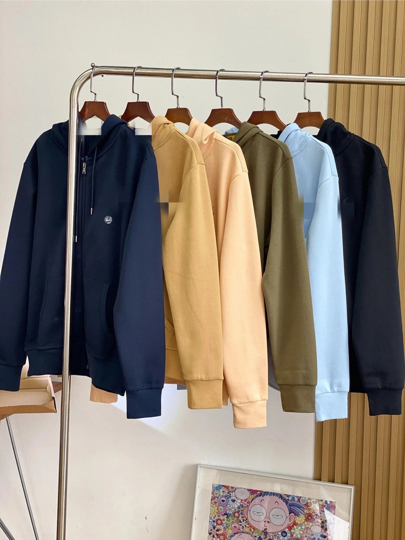 RLFive color zipper hooded cardigan, formed and women five color zipper hooded sweatshirt unisex (KK/AXY) A956