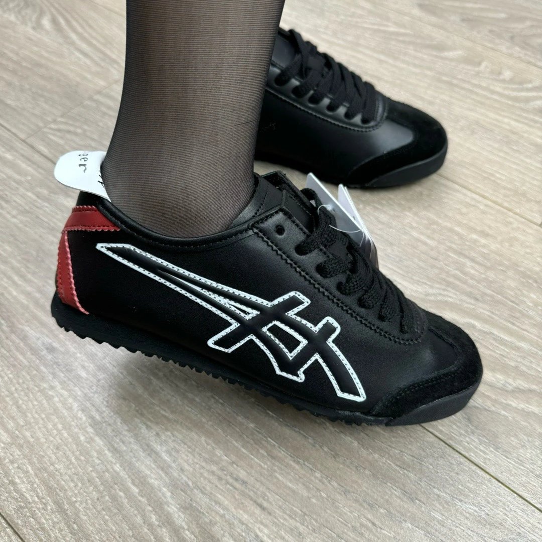 Onitsuka Tiger Mexico 66 Black with Red Accents Sneakers