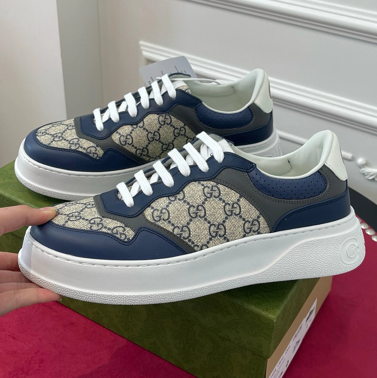 Gucci Platform Low GG Supreme Navy Blue