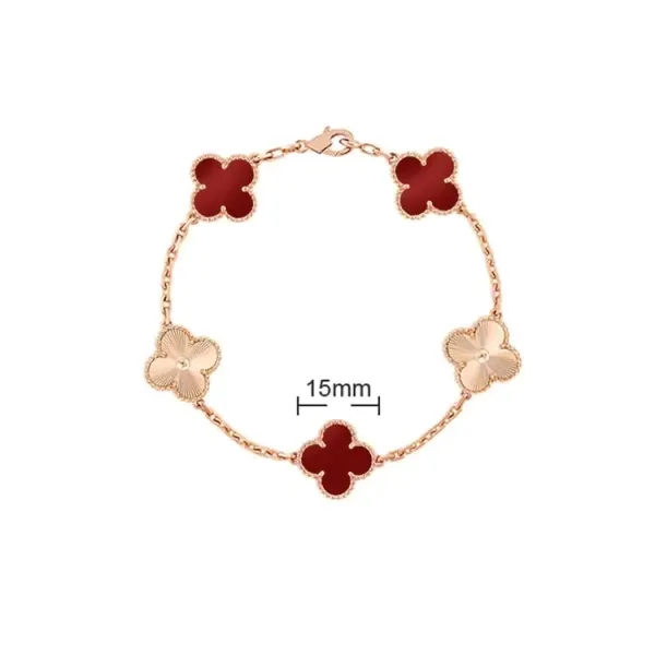 Van Cleef & Arpels Alhambra Five Motifs Bracelet Rose Gold Red Carnelian - 1