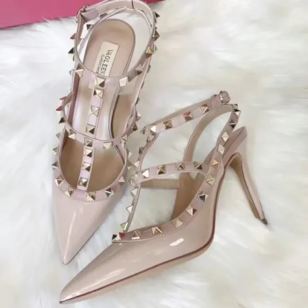 Valentino Rockstud Strappy Pointed-Toe Stilettos White - 3
