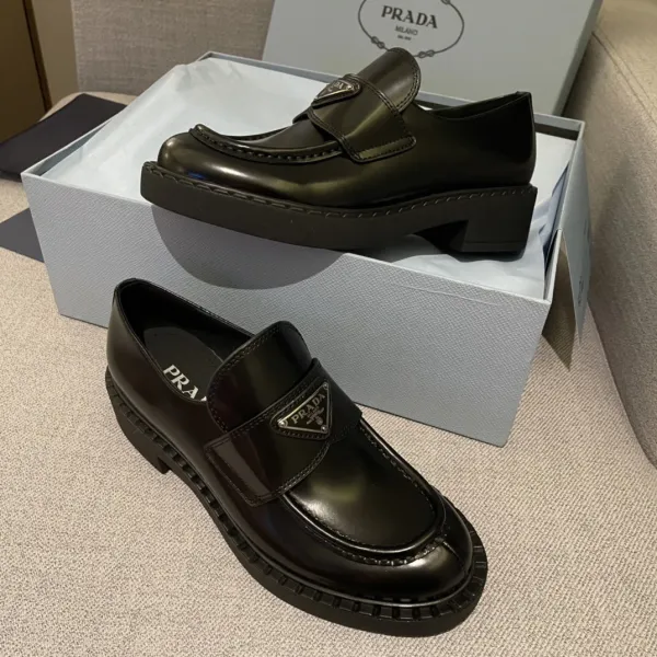 Prada Triangle Logo Loafers White Casual Shoes - 14
