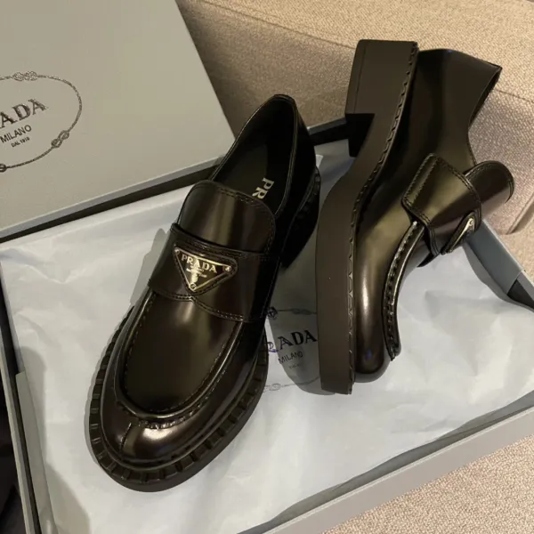 Prada Triangle Logo Loafers White Casual Shoes - 10
